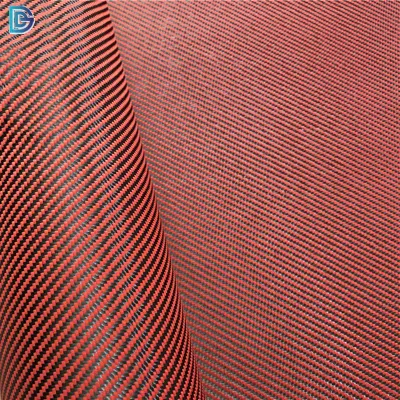 Tessuto in fibra aramidica di carbonio twill tinta unita colorato in tessuto nero rosso vendita calda in fabbrica in Cina per rack Uav